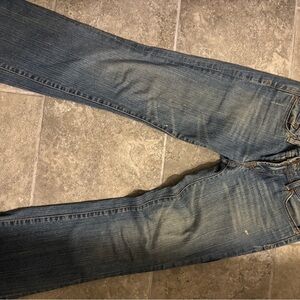 Seven7 Blue Straight Jeans with Distressed Details